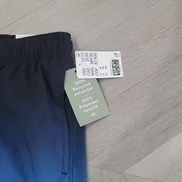 H&M Men’s Blue OMBRE Mid Length Swim Trunks- Xl, NWT - Picture 4 of 7